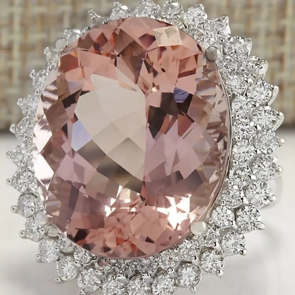 💗💗NEW!! 11CT ROUND MORGANITE RING - Picture 2 of 12